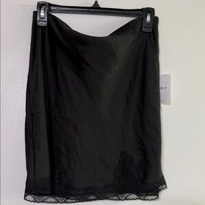 Forever 21 Elegant Black Skirt with Lace Trim
